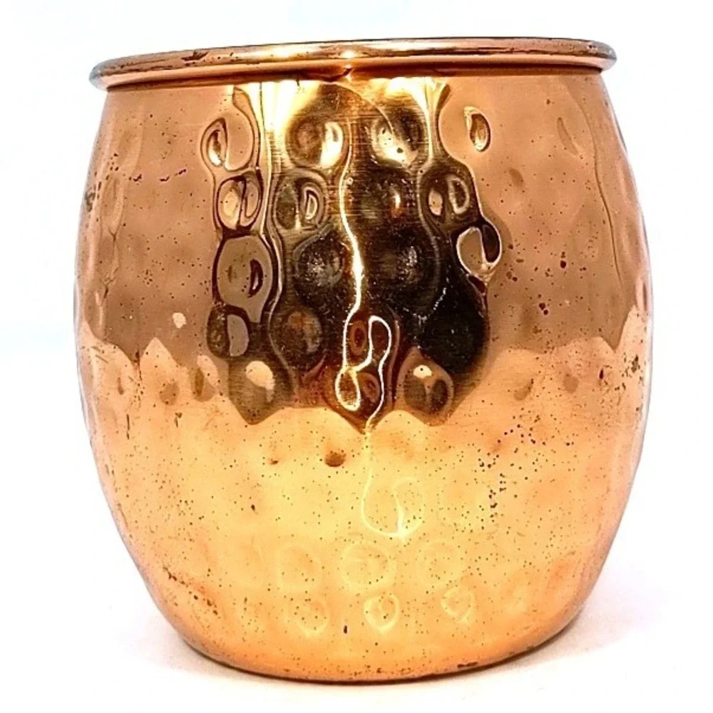 VTG Hammered 100% Solid Copper Moscow Mule Mug Brass Handle Barware Drinkware